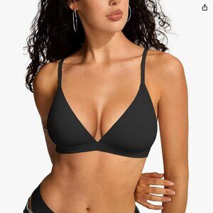 NWT vertvie Womens Wireless Triangle Bralette Plunge Unlined Seamless Bra SIZE L